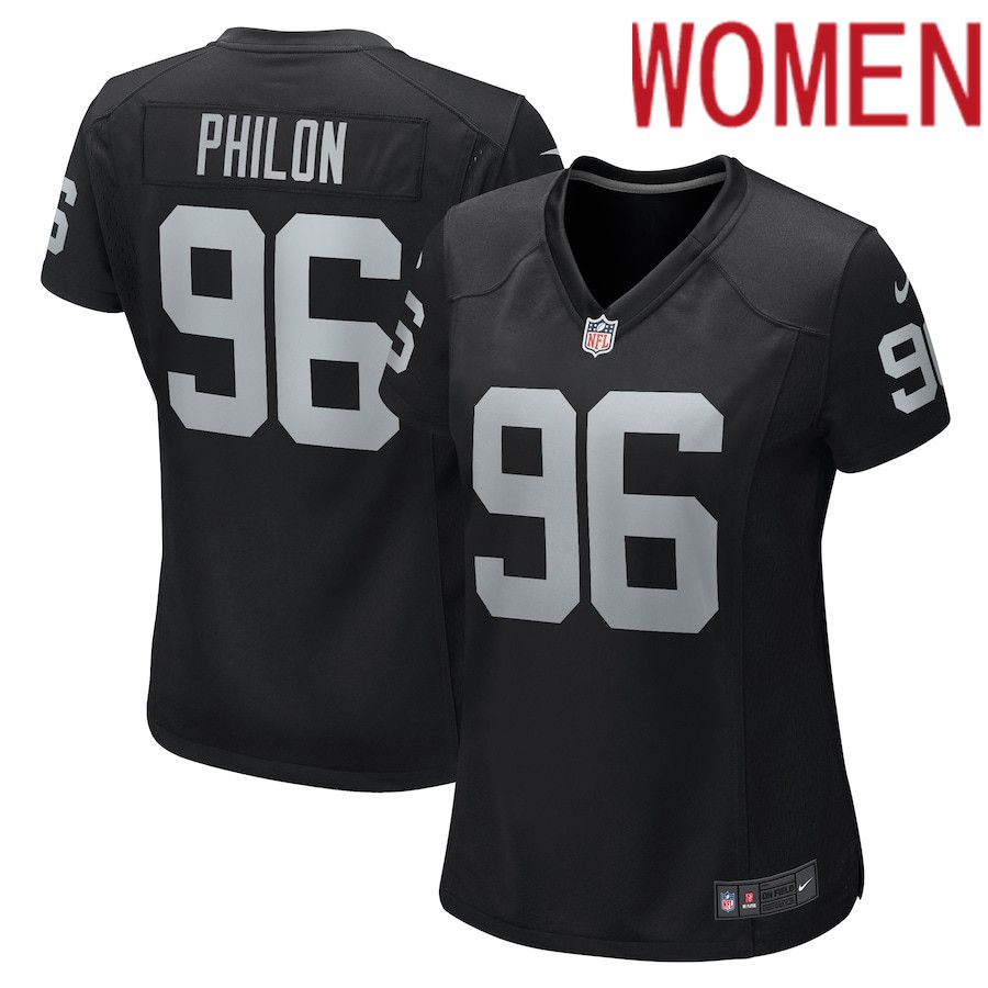 Cheap Women Oakland Raiders 96 Darius Philon Nike Black Game NFL Jersey